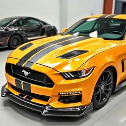 A Ford Mustang equipped with a Mansory-style aggressive bodykit made entirely of carbon fiber