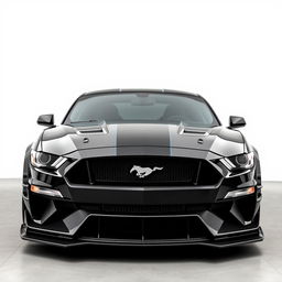 A Ford Mustang equipped with a Mansory-style aggressive bodykit made entirely of carbon fiber