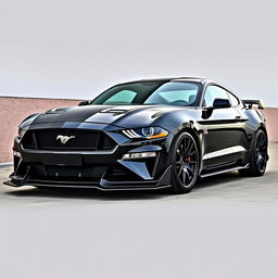 A Ford Mustang equipped with a Mansory-style aggressive bodykit made entirely of carbon fiber