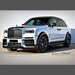 A Rolls-Royce Cullinan equipped with a Mansory-style aggressive bodykit made entirely of carbon fiber