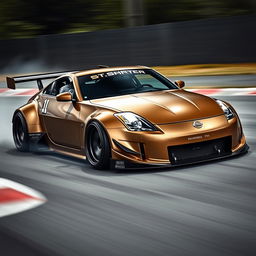 A detailed image of a Nissan 350Z with a drift bodykit