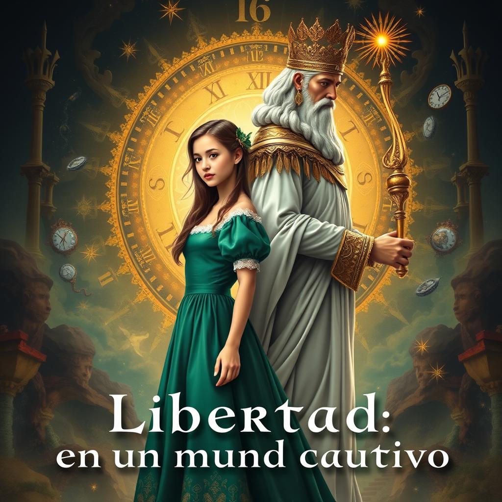 Create a book cover set in the 1500s, titled 'Libertad en un mundo cautivo'