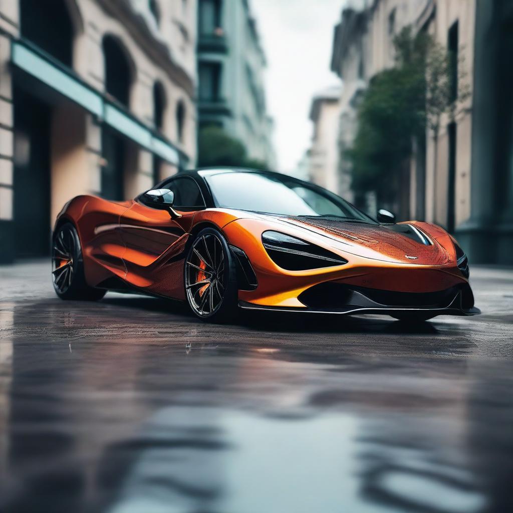 A detailed image of a McLaren 720S with an aggressive Mansory carbon fiber bodykit