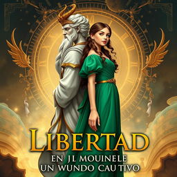 Create a book cover set in the 1500s, titled 'LIBERTAD EN UN MUNDO CAUTIVO'