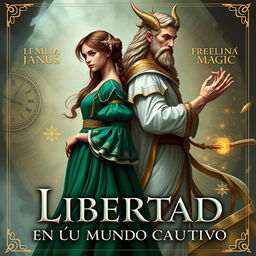 Create a book cover set in the 1500s, titled 'LIBERTAD EN UN MUNDO CAUTIVO'