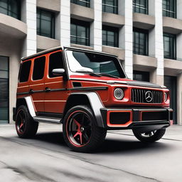 A detailed image of a Mercedes-Benz G-Wagon with an aggressive Mansory carbon fiber bodykit