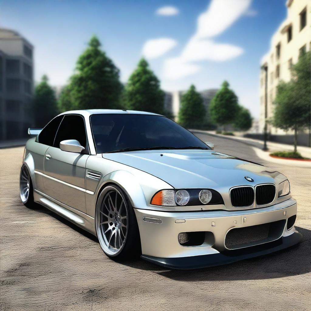 A high-resolution image of a BMW M3 E46 with an aggressive body kit