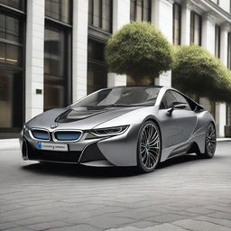 A high-resolution image of a BMW i8 with an aggressive Mansory body kit and carbon fiber elements