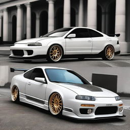 A high-resolution image of an Acura Integra with an aggressive Mansory body kit