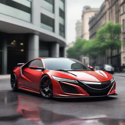 A high-resolution image of an Acura NSX with an aggressive Mansory body kit