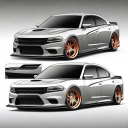 A detailed rendering of a Dodge Charger with an aggressive bodykit