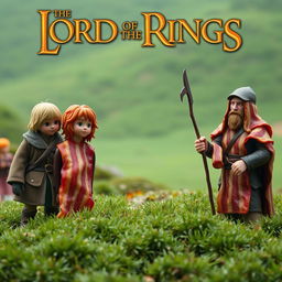 A whimsical scene from Lord of The Rings, where all the characters are made of bacon