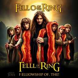 A parody of The Fellowship of the Ring movie poster, where all the characters are made out of bacon