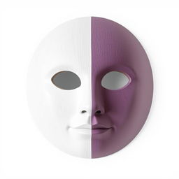 Create an image of a round wooden mask that covers the entire face