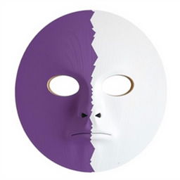 Create an image of a round wooden mask that covers the entire face