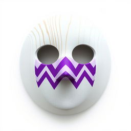 Create an image of a round wooden mask that covers the entire face
