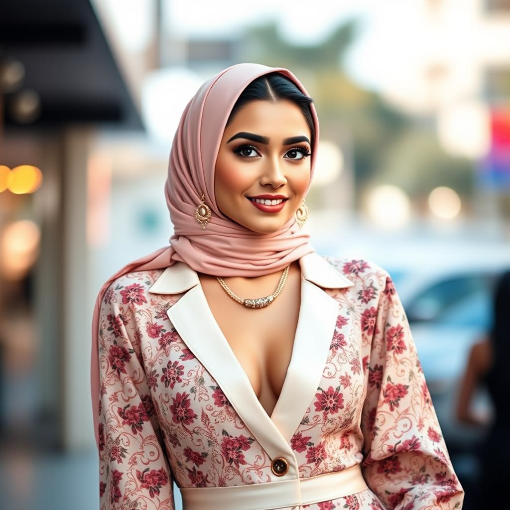 Create an image featuring Hind Al-Qahtani, a popular social media influencer from Saudi Arabia