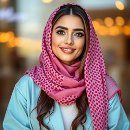 Create an image featuring Hind Al-Qahtani, a popular social media influencer from Saudi Arabia