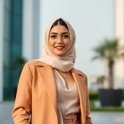 Create an image featuring Hind Al-Qahtani, a popular social media influencer from Saudi Arabia