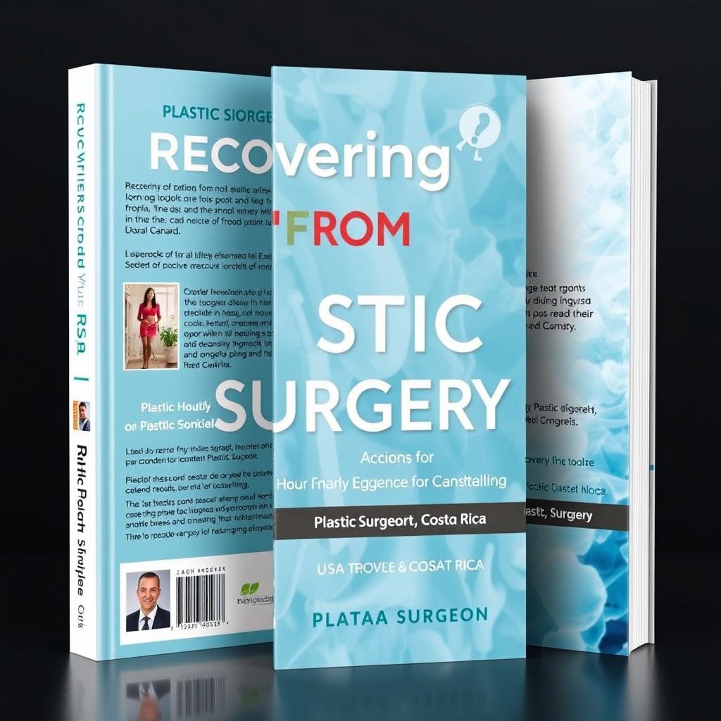 Design a book cover for 'Recovering from Plastic Surgery' by a plastic surgeon in Costa Rica