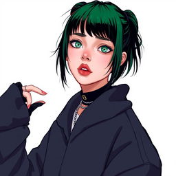 A detailed and realistic illustration of Billie Eilish, capturing her unique style and iconic look