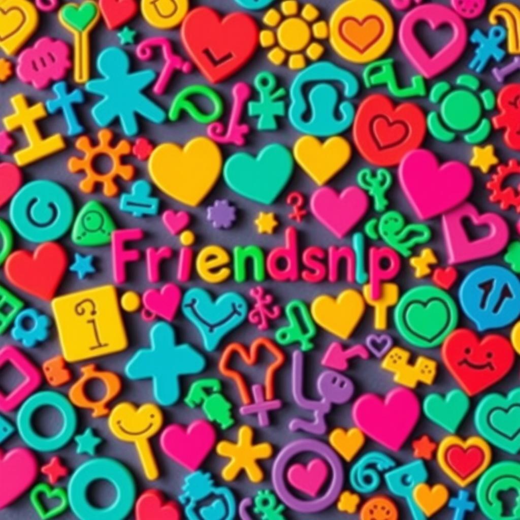 Create a background image filled with symbols that represent a colorful friendship