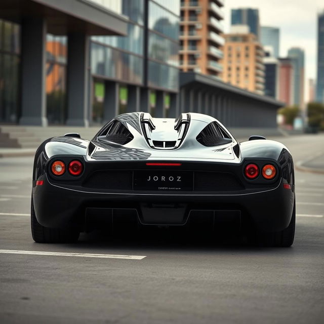 A large hypercar from 2004, painted in black, named Joroz