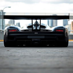 A large hypercar from 2004, painted in black, named Joroz