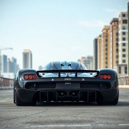 A large hypercar from 2004, painted in black, named Joroz