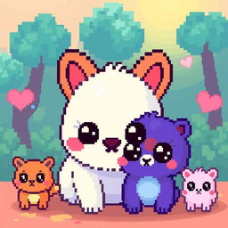 Create pixelated kawaii animals