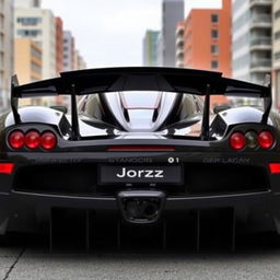 A large hypercar from 2004, painted in black, named Joroz