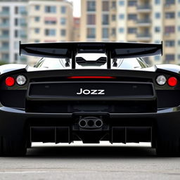 A large hypercar from 2004, painted in black, named Joroz