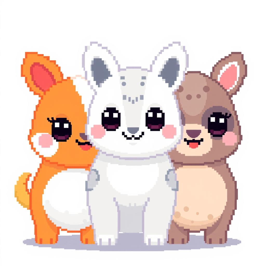 Create pixelated kawaii animals