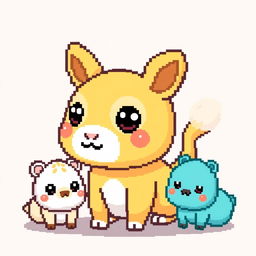 Create pixelated kawaii animals