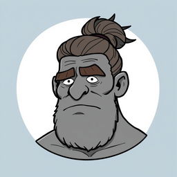 A grey-skinned Goliath with a man bun, looking like a chilled-out bro