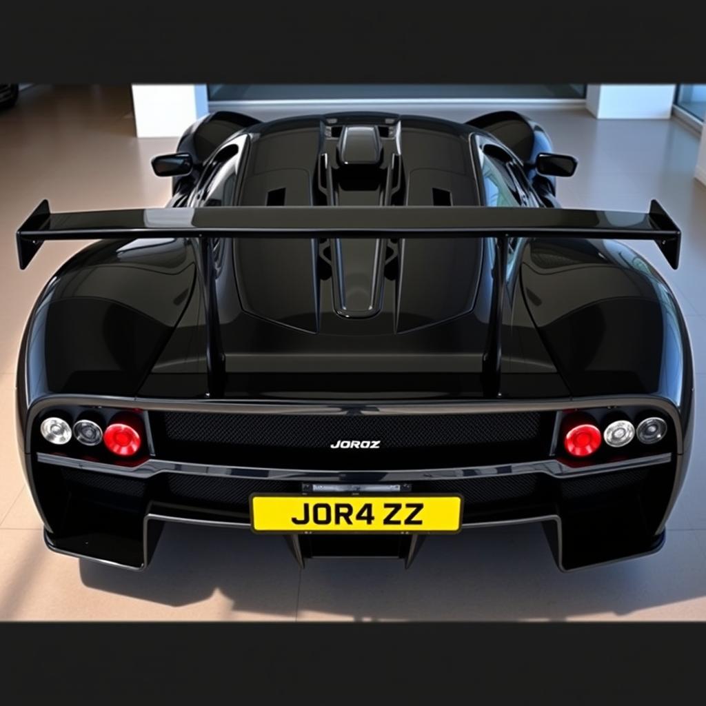 A large hypercar from 2004, painted in black, named Joroz