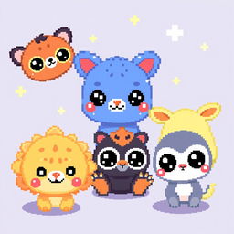 Create pixelated kawaii animals