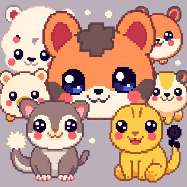 Create pixelated kawaii animals