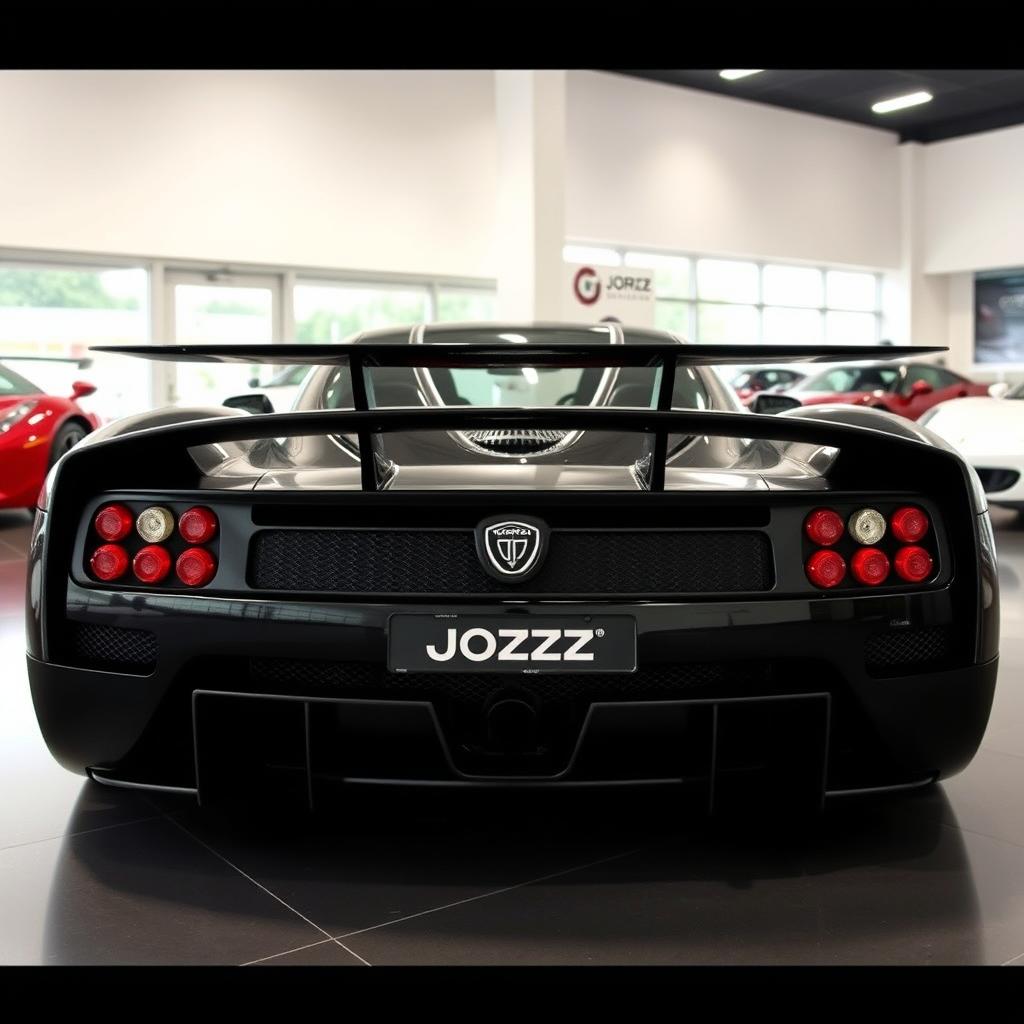 A large hypercar from 2004, painted in black, named Joroz