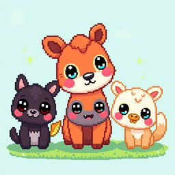 Create pixelated kawaii animals