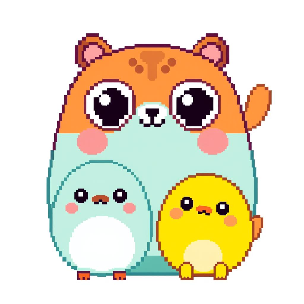 Create pixelated kawaii animals