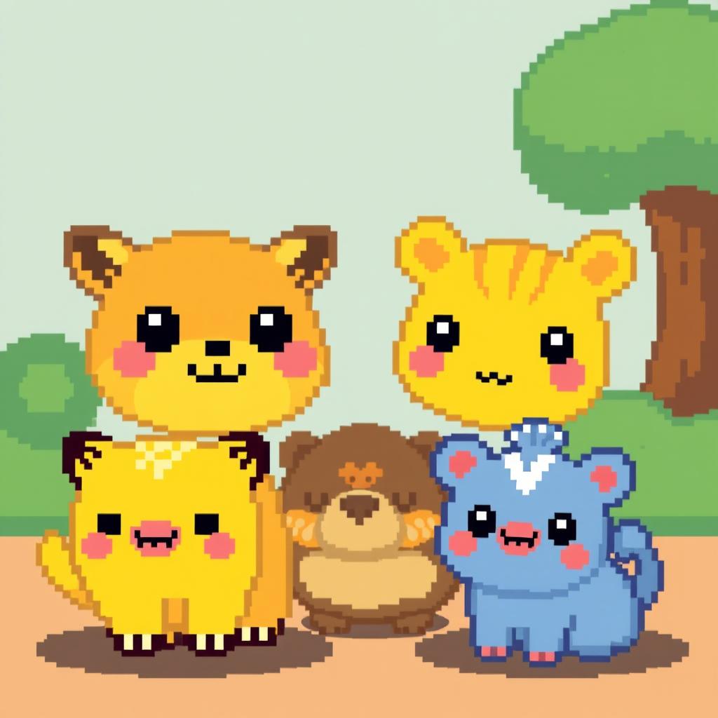 Create pixelated kawaii animals