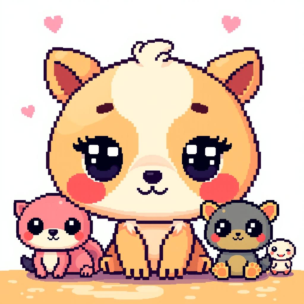 Create pixelated kawaii animals