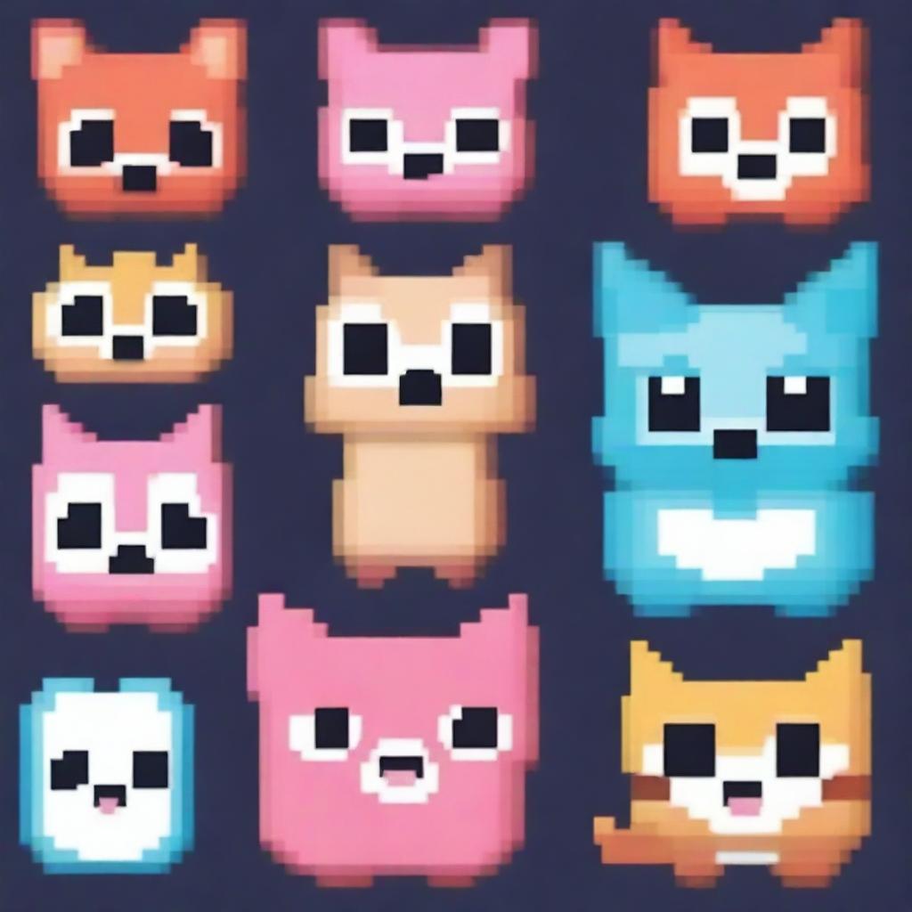 Create pixelated kawaii animals