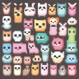 Create pixelated kawaii animals