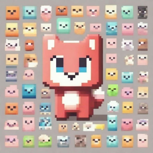 Create pixelated kawaii animals