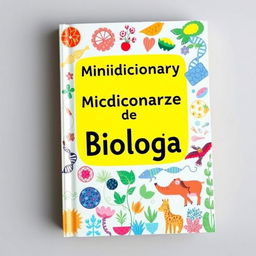 A vibrant and educational book cover for a mini dictionary of biology