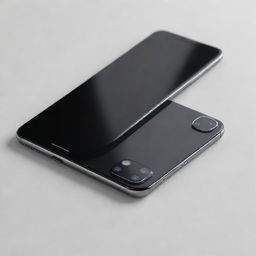 An advanced and sleek design of an iPhone 20 with a large edge-to-edge OLED display, glass back, and stainless steel edges.