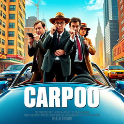 Create a movie poster for a film called 'Carpool' about four detectives in New York City