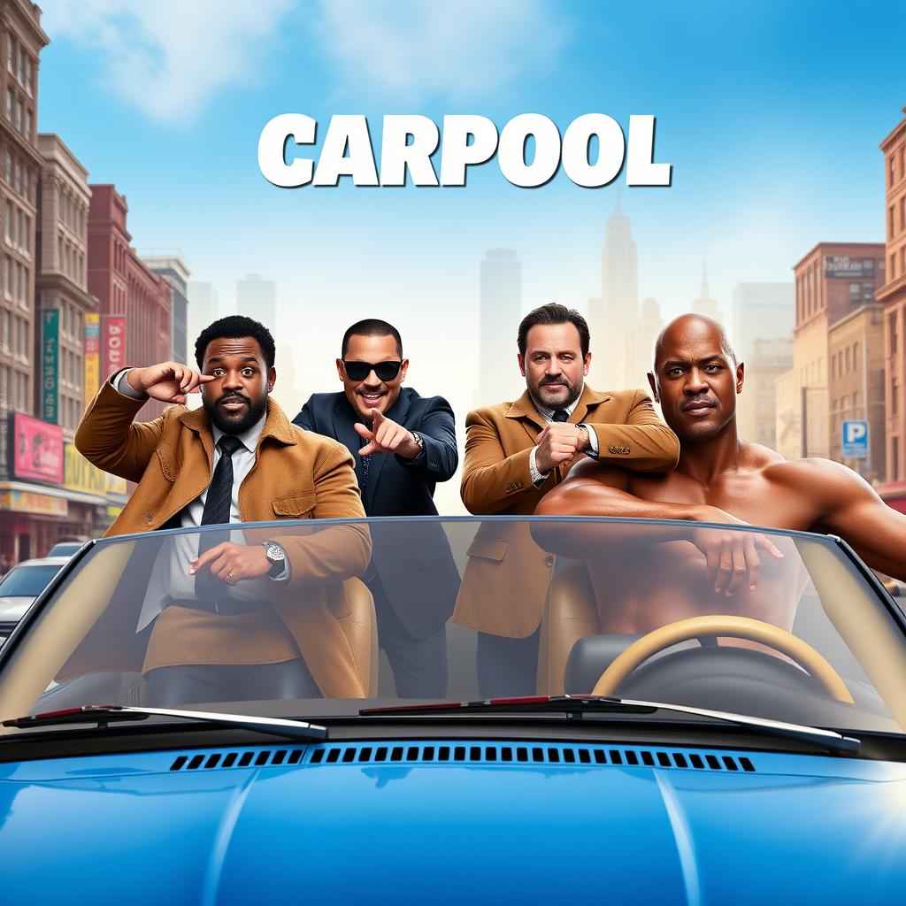 Create a movie poster for a film called 'Carpool' about four detectives in New York City